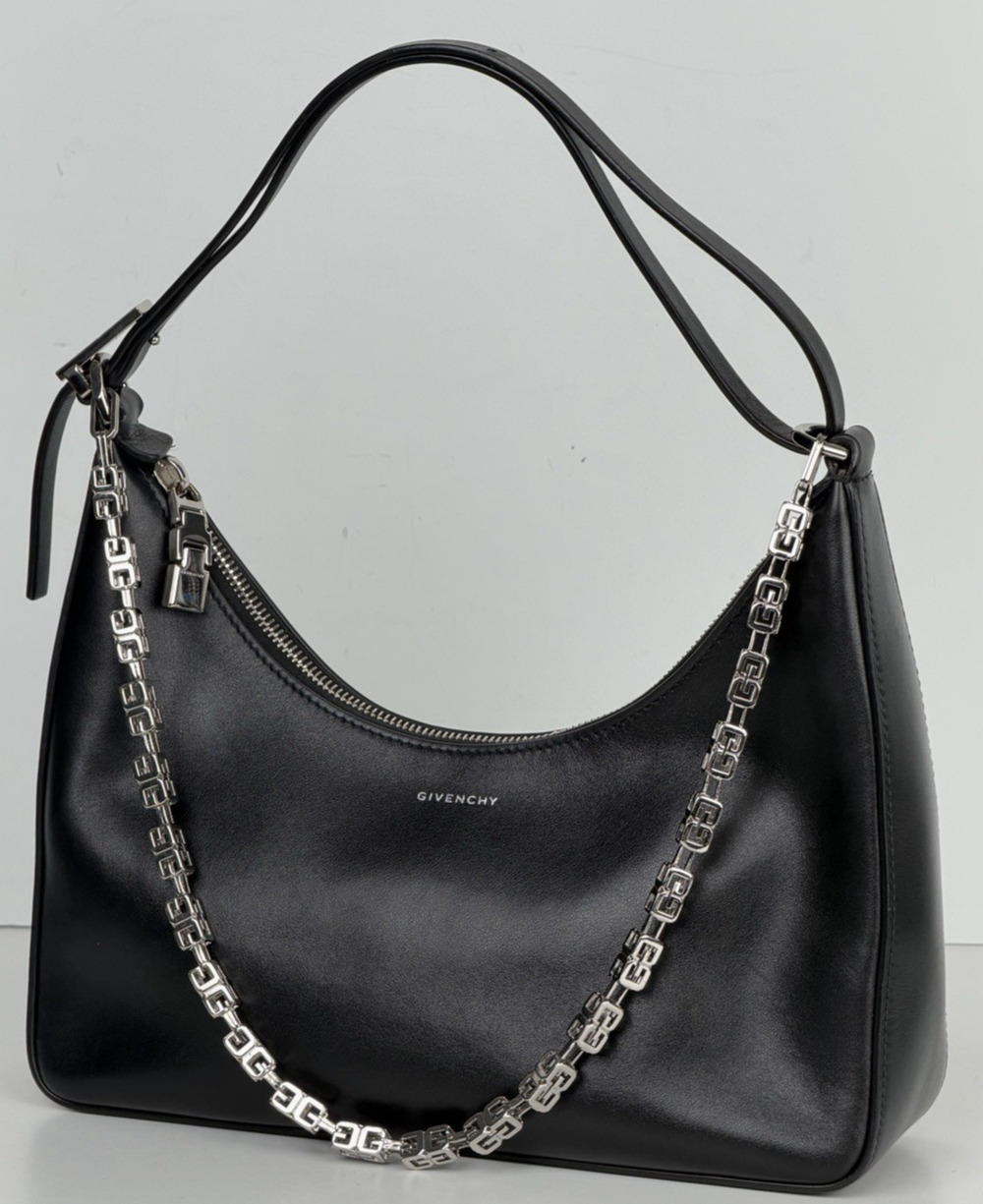 Givenchy Moon Cut Out Hobo Small Bag in Black Classic Smooth Leather S-08